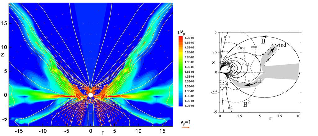 Winds from Stars with Complex Fields Example of dipole + quadrupole field Not symmetric about