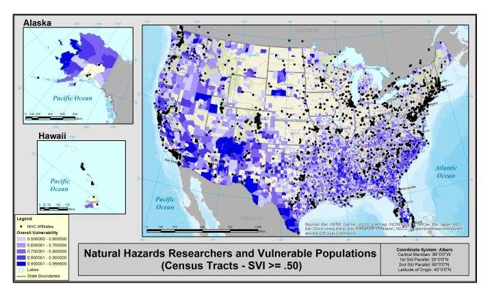 Using the SSEER Map w/ CDC Social Vulnerability Data Location of Vulnerable Populations at Risk from Hazards