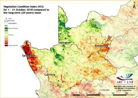 I S S U E 2 0 1 8-11 P A G E 10 Figure 16: As indicated on the VCI map for October, vegetation conditions remain stressed in the far western and southern parts