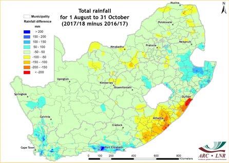 I S S U E 2 0 1 8-11 P A G E 3 Figure 1: As is typical for the month of October, an increase in rainfall activity occurred over the eastern parts of the country as spring arrived.