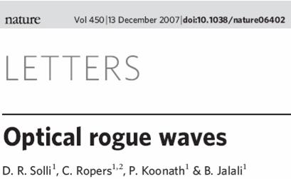 These rare soliton events are optical rogue waves Experiments reveal that these