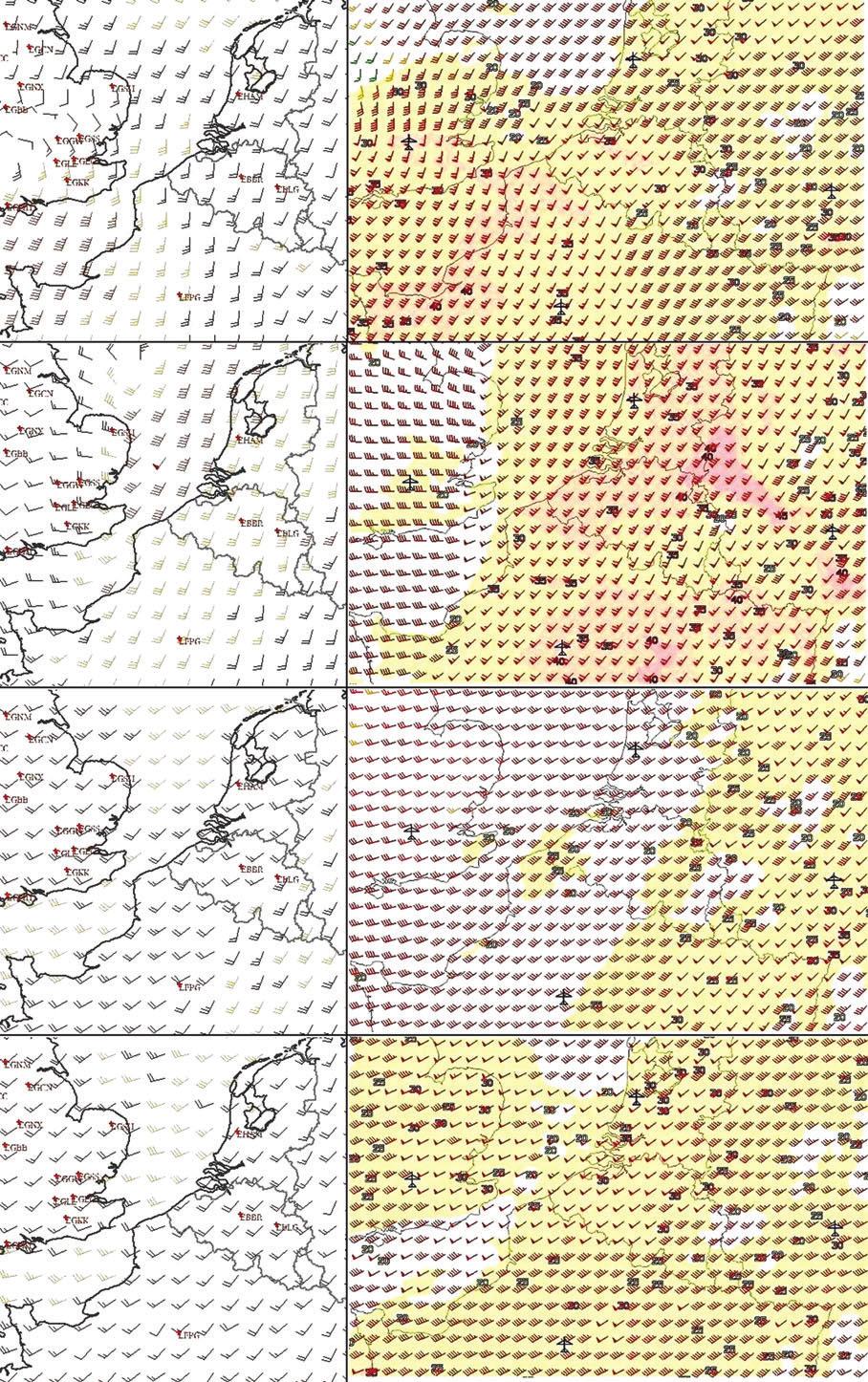 Near-surface winds and wind shear at four airports ate forecast snapshots of the WRF model at 0200 and 0400 UTC (not shown).