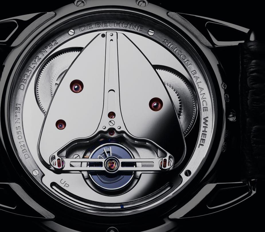 47 DB25 Moon Phase Starry Sky DB2105 calibre Mechanical hand-wound movement Hours, minutes 6-day power reserve De Bethune spherical moon phase at 12 o clock Linear power-reserve