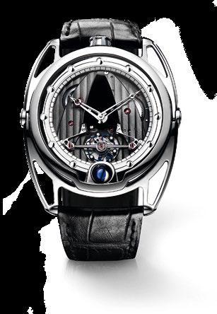 and silver-toned minutes ring Hand-polished stainless steel hands DB28 DB2115V4 calibre Mechanical hand-wound movement Hours, minutes Power reserve indication 6-day power reserve De Bethune spherical