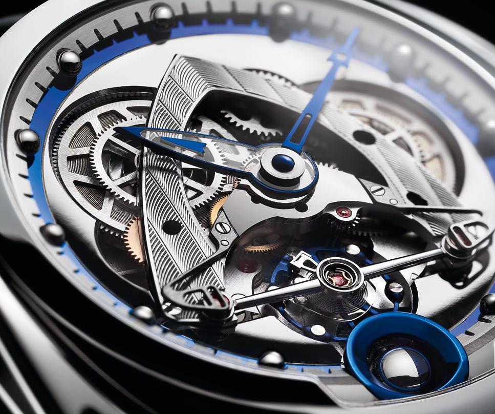 73 Limited edition of 25 DB28 Steel Wheels DB2115V4 calibre Mechanical hand-wound movement Hours, minutes Power reserve indication 6-day power reserve De Bethune spherical moon phase at 6 o clock 42.