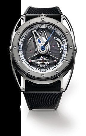 flame-blued steel hours hand Hand-polished flame-blued steel minutes hand Rubber strap with pin buckle Ref.