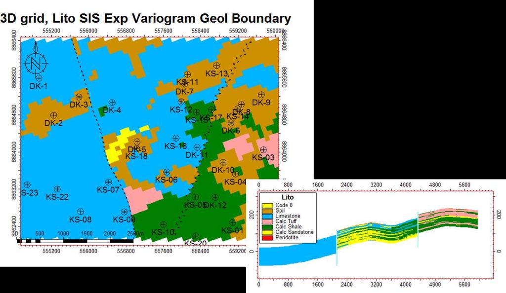 data(right) Sandstones in surface geological data did not appear in the NE area from modeling results due to on