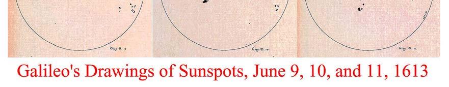 Three of his sketches of sunspots, made on three consecutive days, are seen Figure 1.