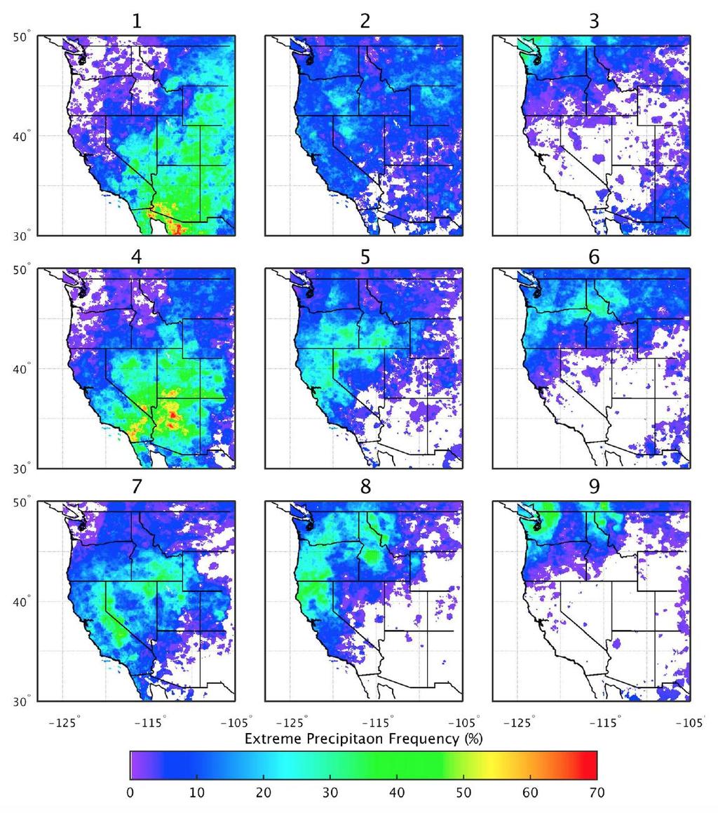 Inland Penetration and Extreme Precipitation Self-organizing map approach: Extreme