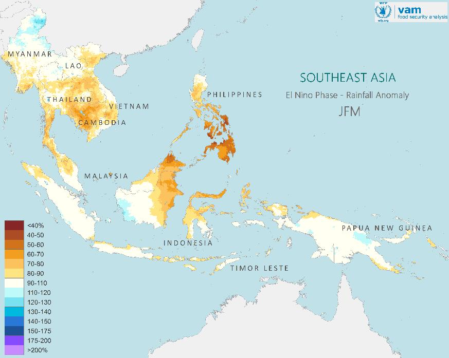 EL NIÑO IMPACTS: SOUTHEAST ASIA Historical Impacts: Jan-Mar Rainfall