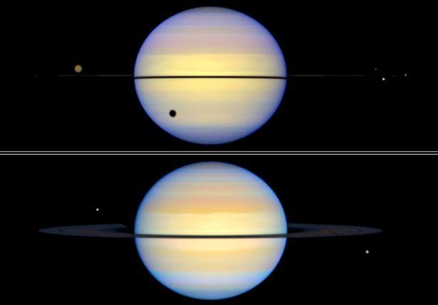 properties: Bands of orbiting dusty particles and ice balls Shepherd moons Roche (tidal) radius All but Saturn s were discovered recently Uranus & Neptune have
