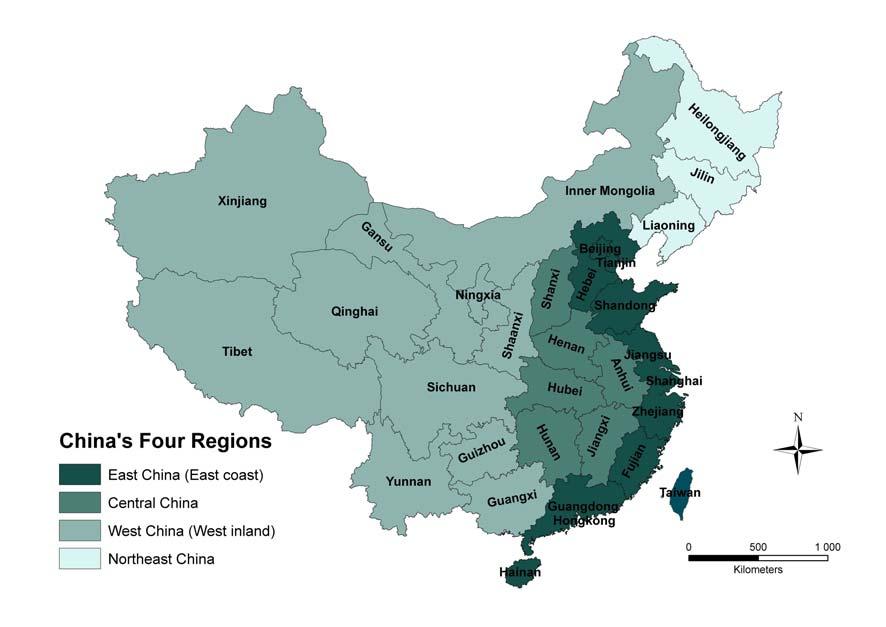 Figure 3. China s current regionalisation.