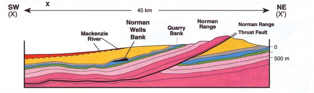 How Norman Wells is unique Hanging wall of a thrust fault Young foreland