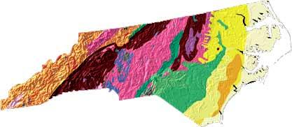 STATION 2 7. Where in NC would you expect to find metamorphic rocks? a. Red area b. Pink area c. Yellow area d. White area 8. Where in NC would you expect to find sedimentary rocks? a. Orange area b.