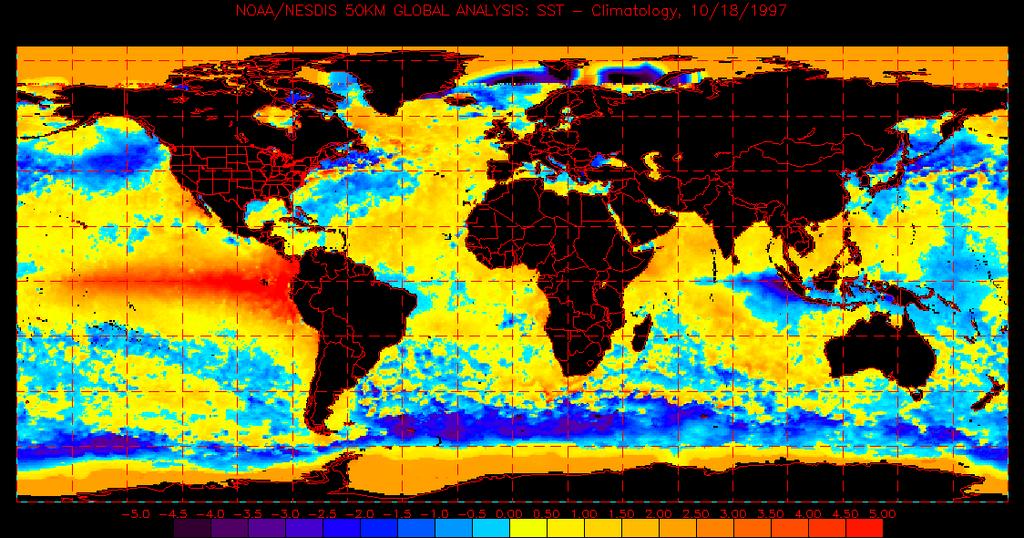 Pacific Ocean SSTs (Sea Surface Temperatures) (ENSO) ENSO The location of the warmest waters within the tropical Pacific has substantial interest for long range forecasts.