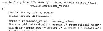 Software Coding (continued) Pgain, Dgain, Igain are constants sensor_value_previous For D control error_sum For I control Computation u t =P*e t +I*(e 0 +e 1 + +e t )+D*(e t -e
