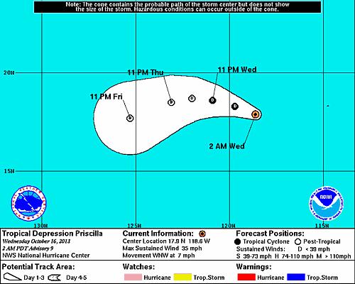 Eastern Pacific Tropical Depression Priscilla As of 5:00 a.m.