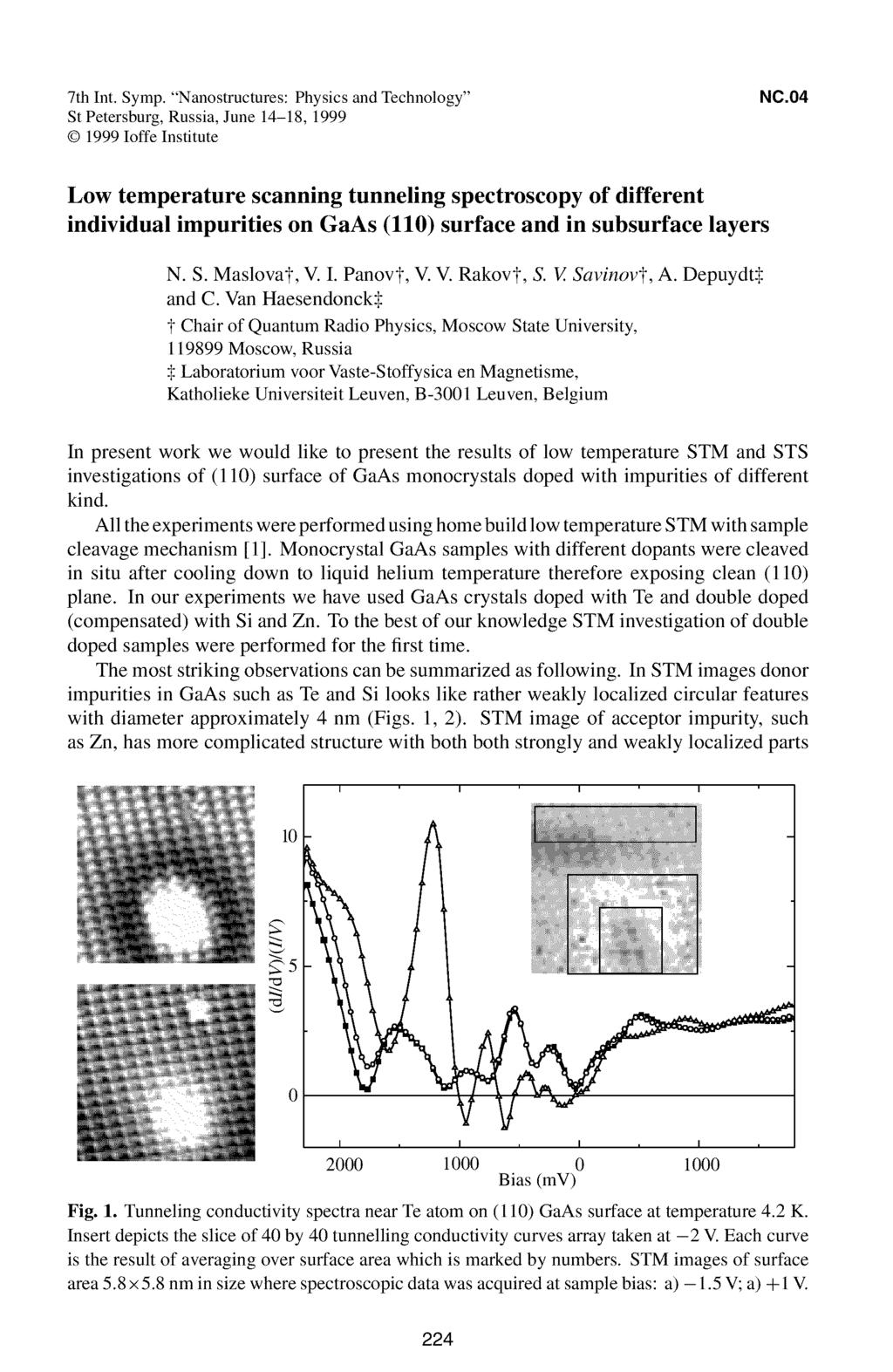 7th Int. Symp. "Nanostructures: Physics and Technology" St Petersburg, Russia, June 14-18, 1999 1999 loffe Institute NC.