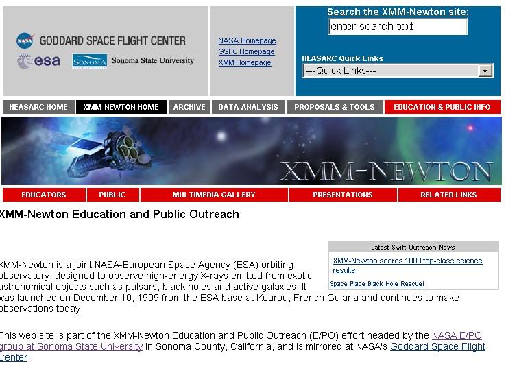 XMM-Newton E/PO website One-NASA
