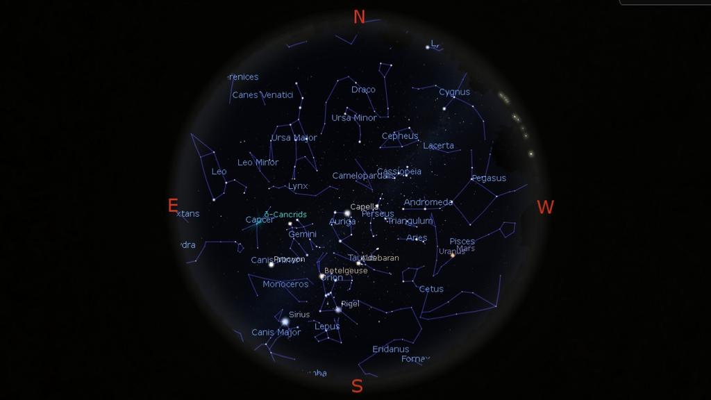 Nene Valley Night Sky - January 2019 Generated using Stellarium (Stellarium.