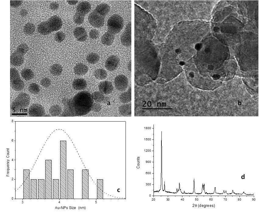 Au/TiO 2 Catalyst Characterization TEM micrographs of the pre-formed Au nanoparticles (a) and further