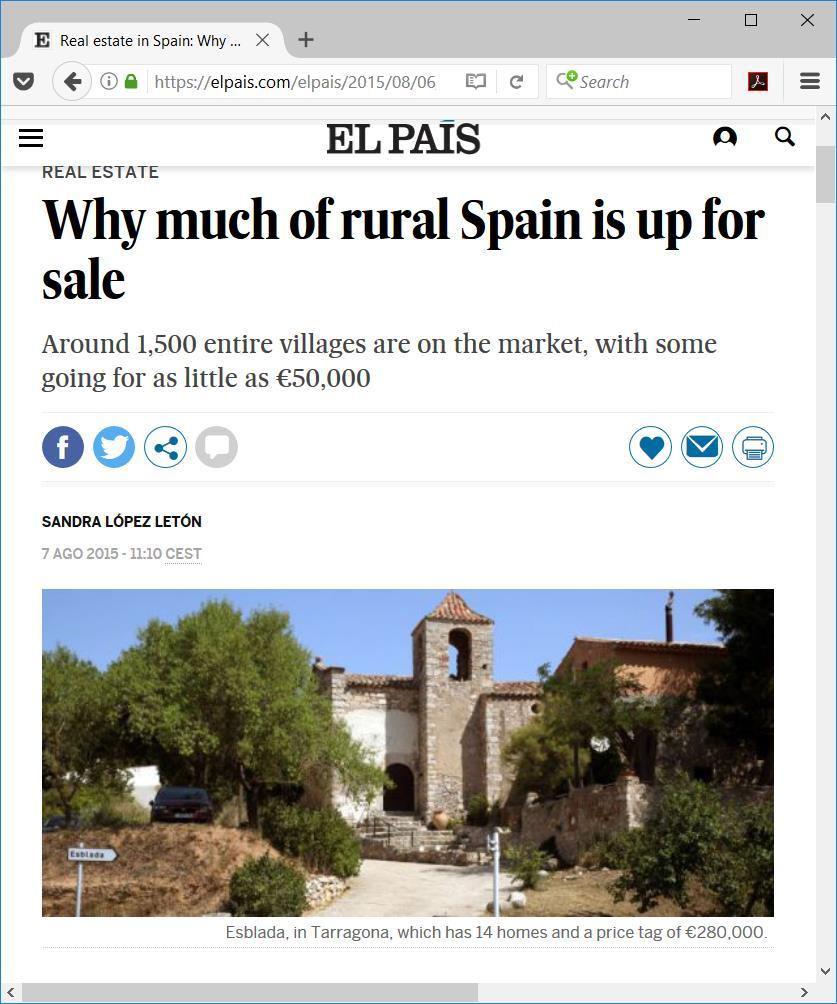 or empty villages, like in Spain When in 2005 demographer Francisco Zamora was asked to calculate how best the country