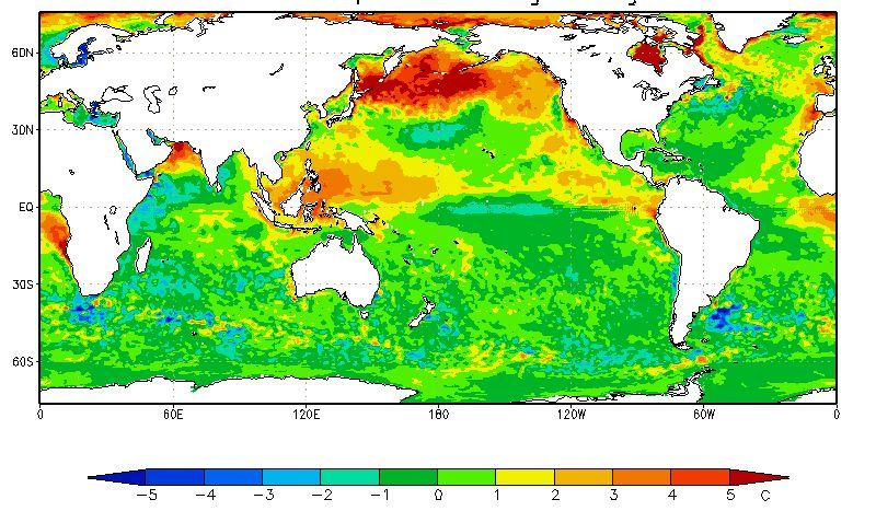 Large SST warm biases reduced by new model SST sensitivity to cloud parameterization SST: old_model - analysis Models and observations for ug.