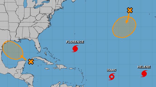 Atlantic Tropical Storm Isaac Located 880 miles E of the Lesser Antilles Moving W at 14 mph; maximum sustained winds are 70 mph Tropical storm force winds extend 45 miles Little