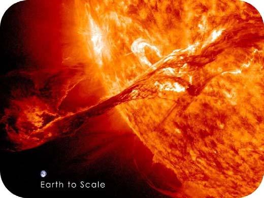 As you can see in this NASA photo, Earth is tiny compared with the massive sun.