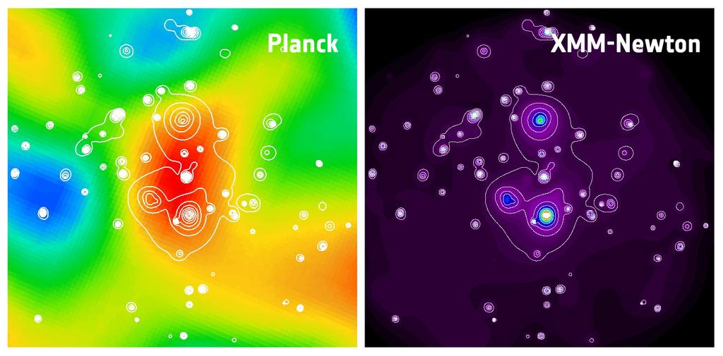 24 SF2A 2011 Fig. 4. Left: Planck SZ and XMM X-ray images of PLCKG214.6+37.