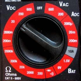 Measuring Voltage Set multimeter to the proper V range.