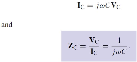 Phasor Relation for Capacitors Time