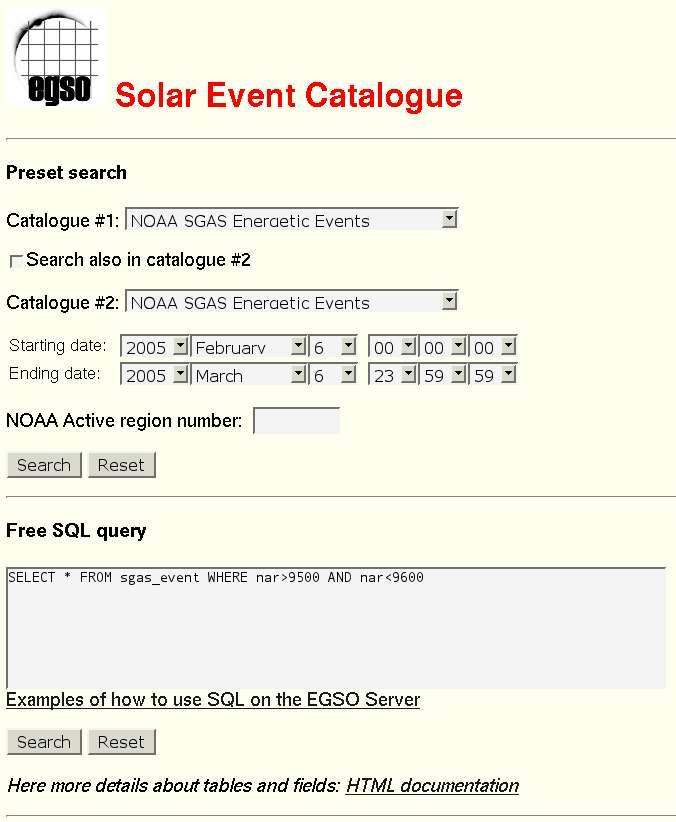 Solar Event Catalogue This catalogue provides links to data resources associated with 'solar events' The catalogue is available