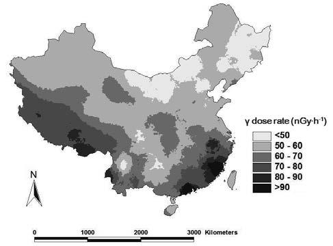 32 Zhen Yang et al. / Radiation Environment and Medicine 2017 Vol.6, No.1 29 33 Fig. 5. Distribution of terrestrial gamma dose rate at 1 m height above ground surface in China. Fig. 7.