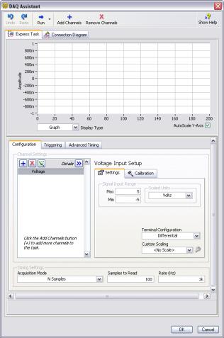 4.2 Acquiring a Signal in NI-DAQmx For sensor measurements a DAQ Assistant Express (Figure 4.1) Virtual Instrument was used to create a task in NI-DAQmx.
