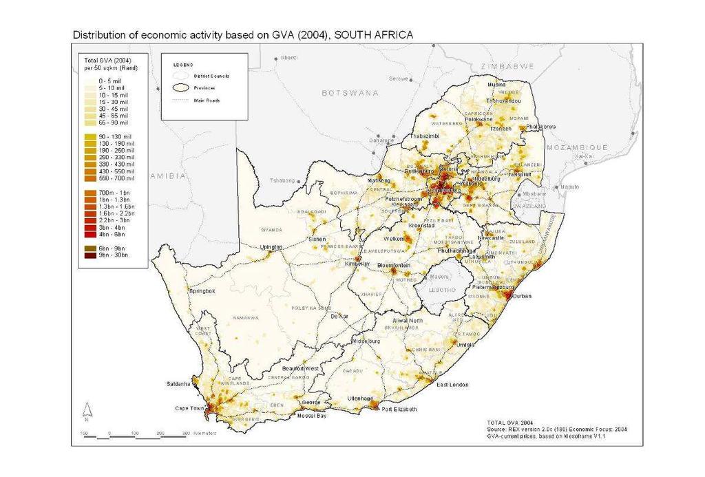 Map 8: National concentrations of areas of national economic