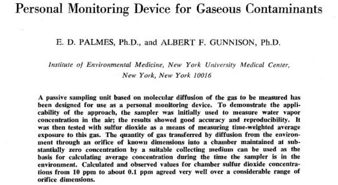 MILESTONES IN THE FIELD OF PASSIVE SAMPLING TECHNIQUE QUANTITATIVE APPROACH 1973 Determination of nitrogen dioxide