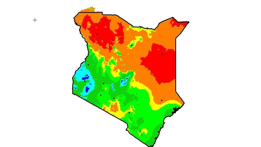 Lodwar Moyale e Mandera Marsabit Wajir Kitale Kisumu Nakuru Meru Narok Nairobi Makindu Malindi Mombasa Figure 6 Major agroclimatic zones based on