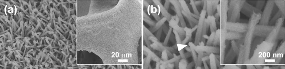 Page 3 of 7 Journal of Materials Chemistry A 5 10 15 Fig. 2 SEM images of the NiCo 2S 4 NTAs (a and b) and NiCo 2S 4@CoS x NTAs (c and d) grown on Ni foam at different magnifications.
