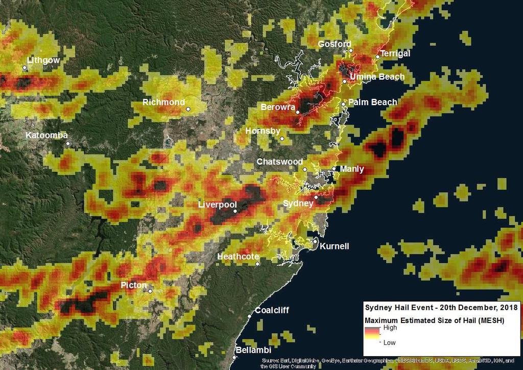 CAT-i Bulletin Catastrophe Information Report Date: December 28, 2018 Sydney Hailstorms, December 20, 2018 Hail Swath for the Sydney Hail Event.
