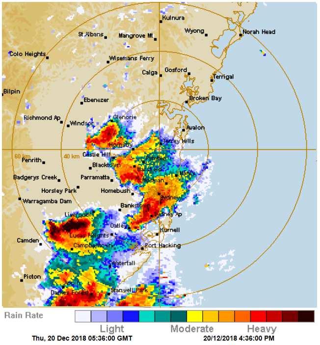 Meteorological Discussion The BOM issued severe storm warnings in the afternoon of Thursday, December 20 across large parts of the state of New South Wales, including Sydney, the Hunter Valley,