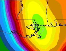 Rain Forecast Sunday Aug 27, 7pm HPC graphics begin to spread heavier rainfall westward NWS New Orleans: Storm
