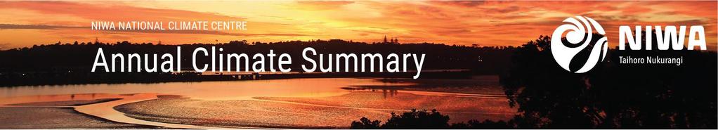 New Zealand Climate Summary: 2018 Issued: 8 January 2019 2018: New Zealand s equal-2 nd warmest year on record Temperature Rainfall Soil moisture Sunshine Annual temperatures were above average (+0.