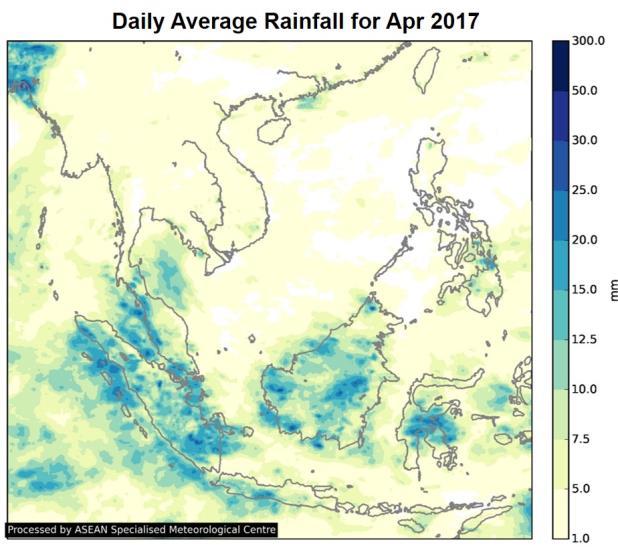 During the month, there was a gradual increase in rainfall over parts of the Mekong sub-region, mostly over Thailand, Cambodia and central Vietnam.