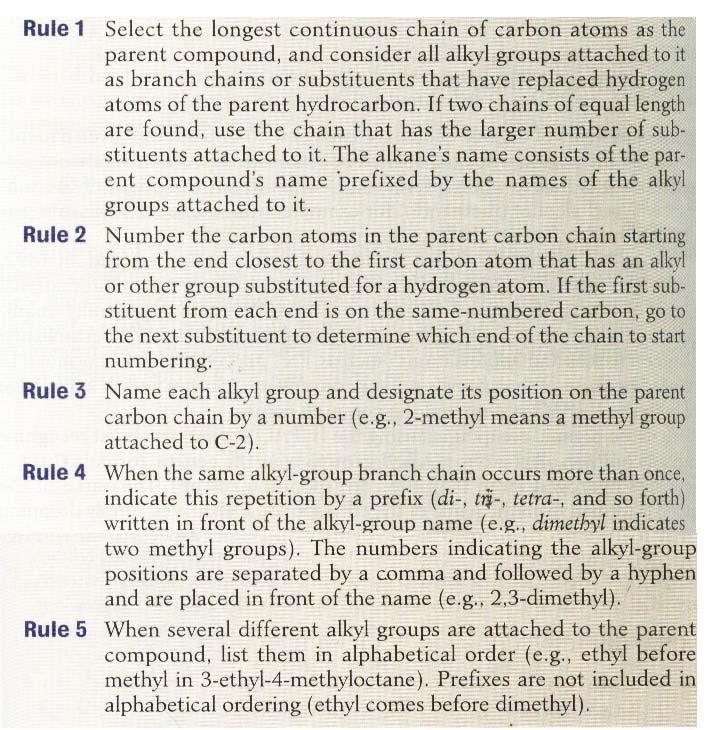 IUPAC rules for naming alkanes ex.