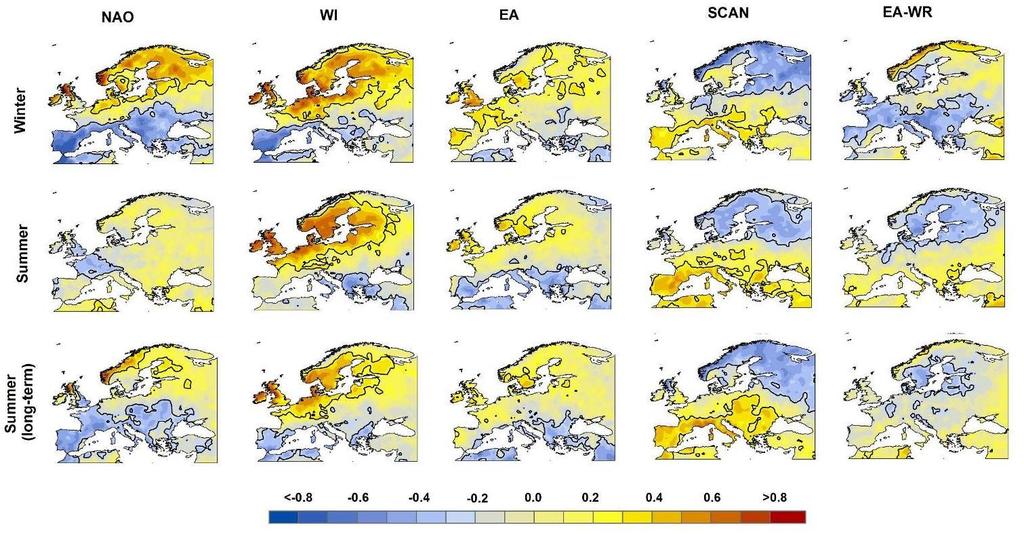 WI and droughts European drought variability is relatively well explained by the station-based NAO index and the WI WI & NAO arise as complementary circulation indices: WI (NAO) is a better indicator