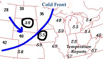 1. Cold Front: The zone where cold air is replacing warmer air In U.S.
