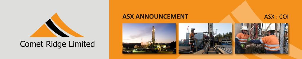 30 April 2012 Highlights: MARCH QUARTERLY REPORT Comet Ridge plans three wells and moves towards pilot scheme as gas supply tightens in Queensland and coal mine power demand in Galilee Basin drives