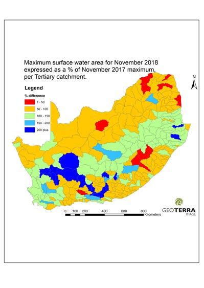 Countywide surface water areas (SWA) are mapped on a monthly basis by GeoTerraImage using Sentinel 2 satellite imagery from the start of its availability at the end of 2015. 8.