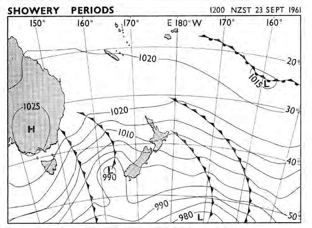 A somewhat similar pattern for 23 September 1961 is shown in Figure 5.